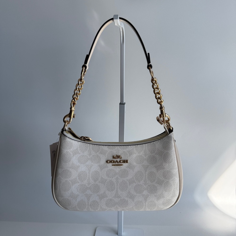 Coach Teri Shoulder Bag White Chalk Signature Canvas CV933